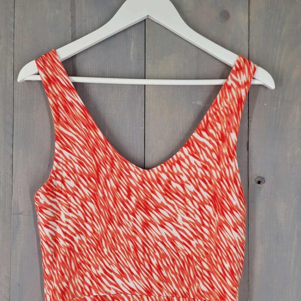 Athleta Fit and Flare‎ Dress Womens S Orange Orange White Reef Knit Jersey - Picture 3 of 8